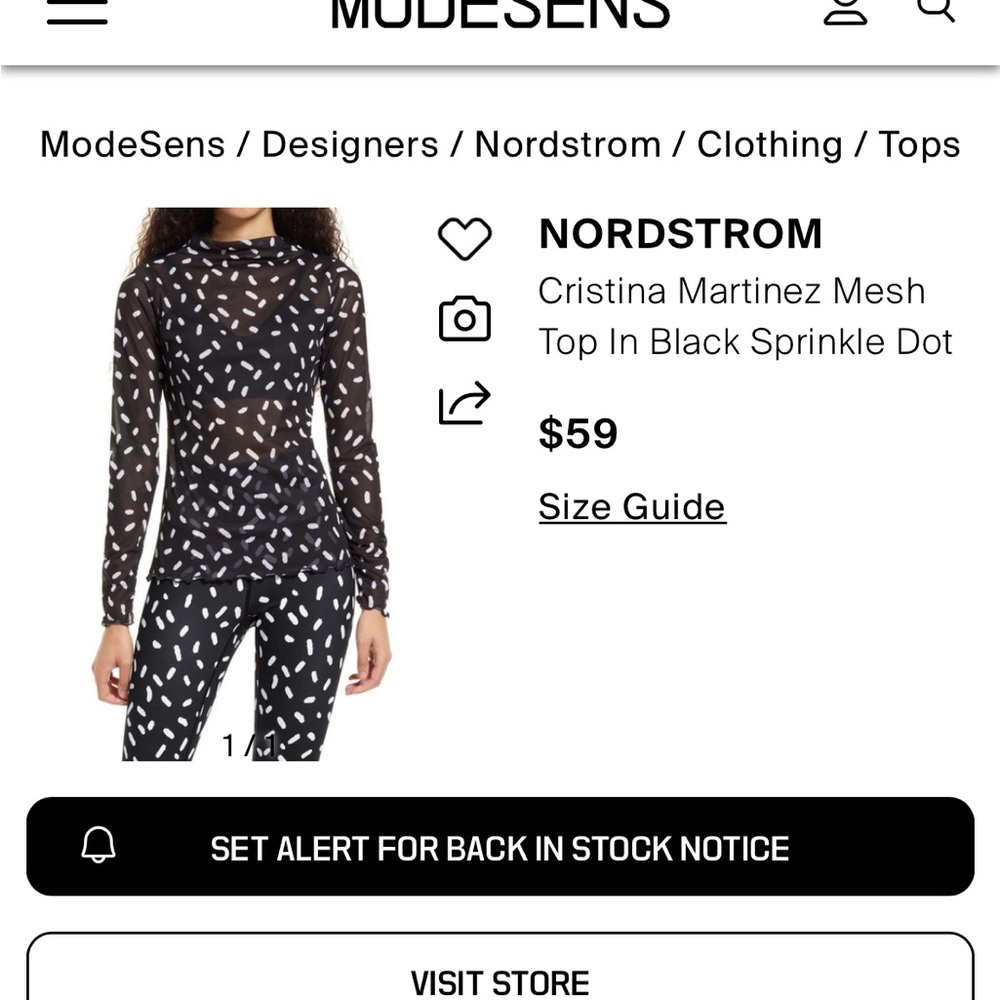 Nordstrom Black Sprinkle Dot Mesh Top